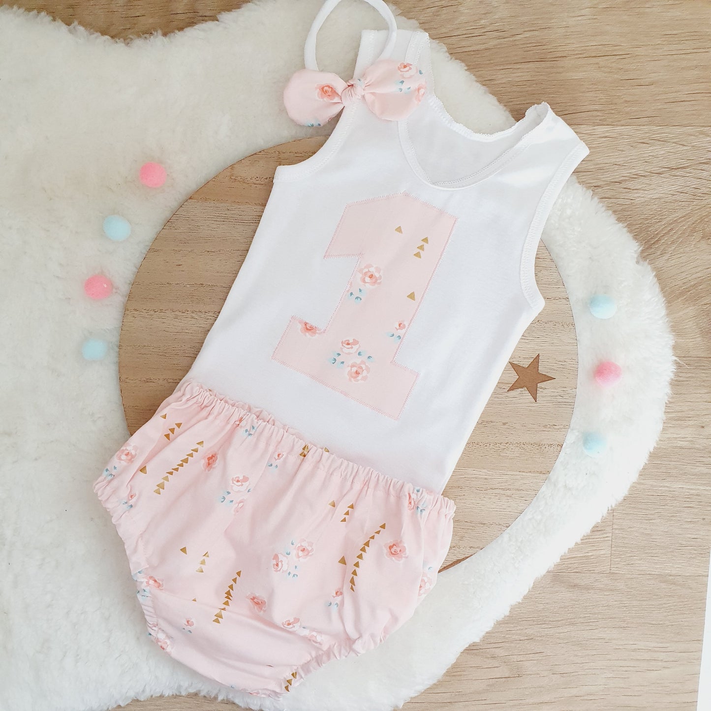 ROSE / GOLD Girls 1st Birthday / Cake Smash Outfit, Size 1