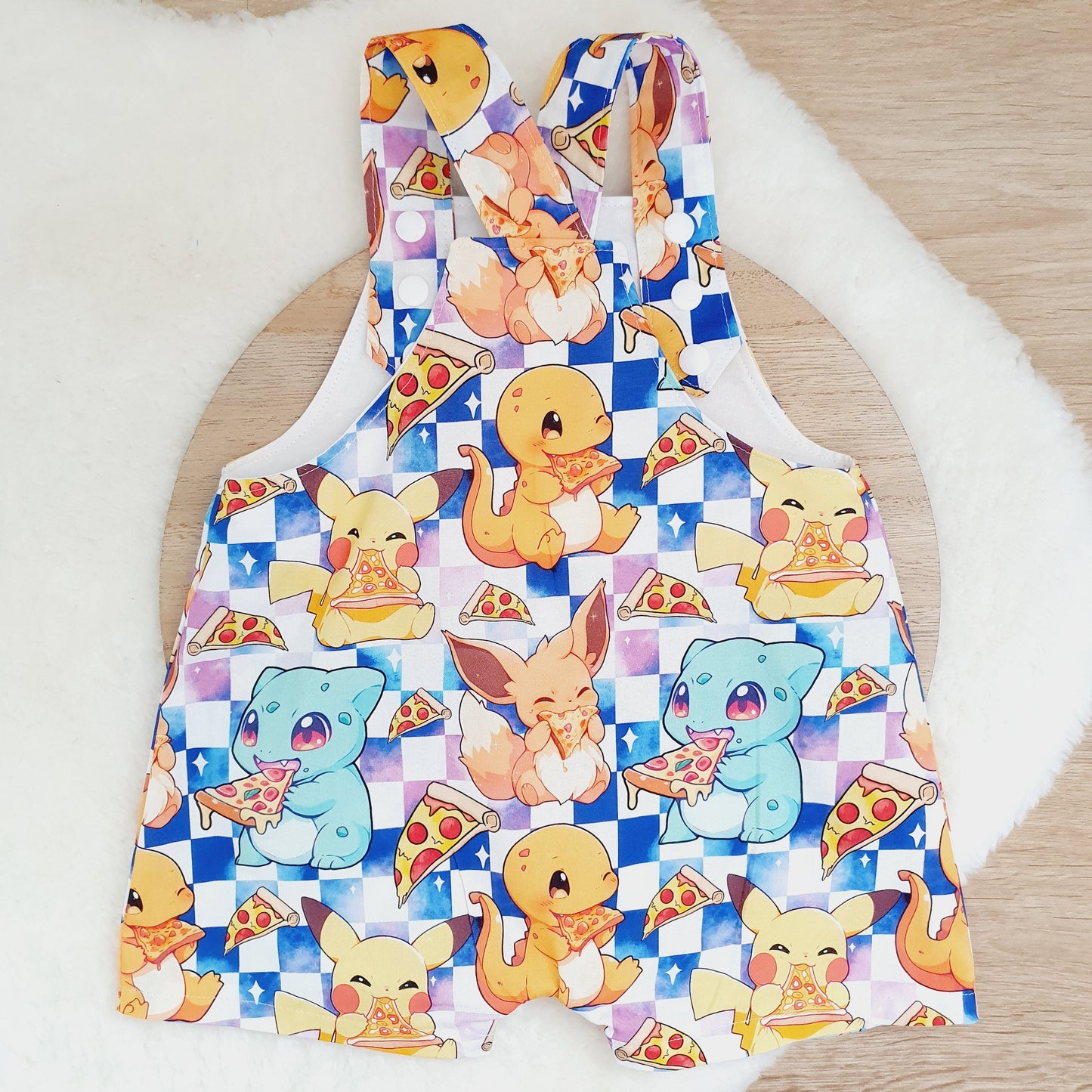 POKEMON print Overalls, Baby Overalls, Short Leg Romper, Size 1