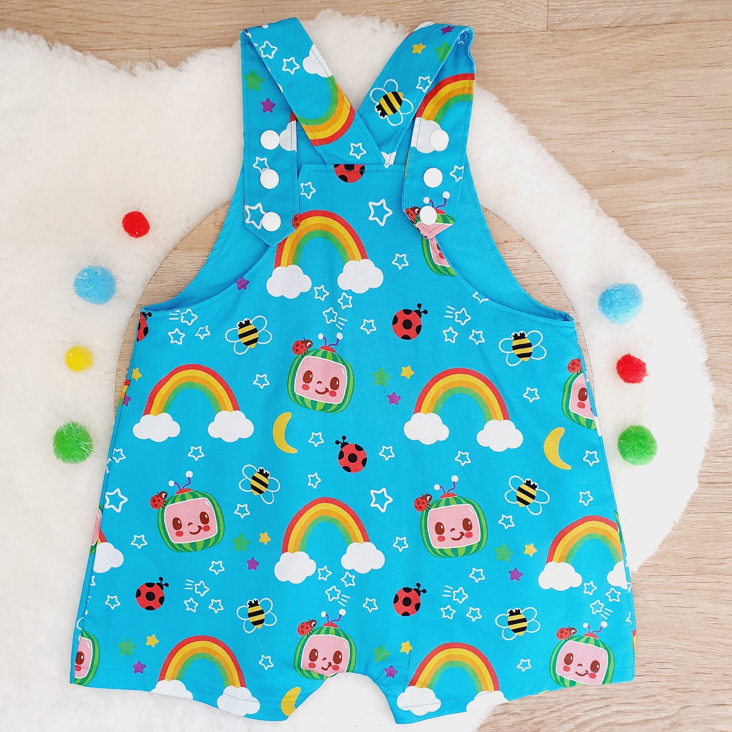 COCOMELON print Overalls, Size 2