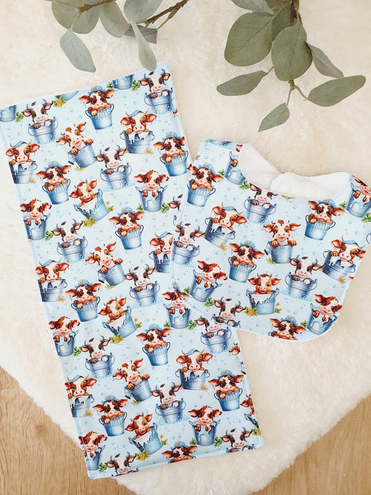 Baby Bib and Burp Cloth Gift Set, Baby Shower Gift, Newborn Gift, Baby Gift
