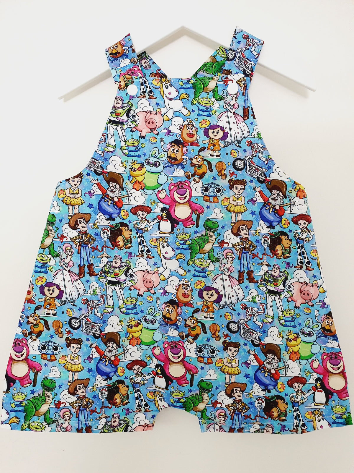 TOY STORY print Overalls, Baby / Toddler Overalls, Short Leg Romper, Size 2