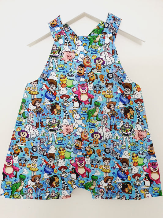 TOY STORY print Overalls, Baby / Toddler Overalls, Short Leg Romper, Size 2