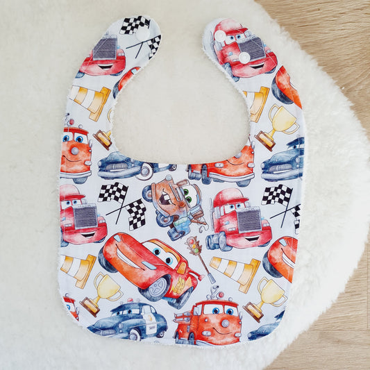 Cars Bib, Handmade Baby Bib, Feeding Bib, Cotton / Bamboo, Ultra Absorbent