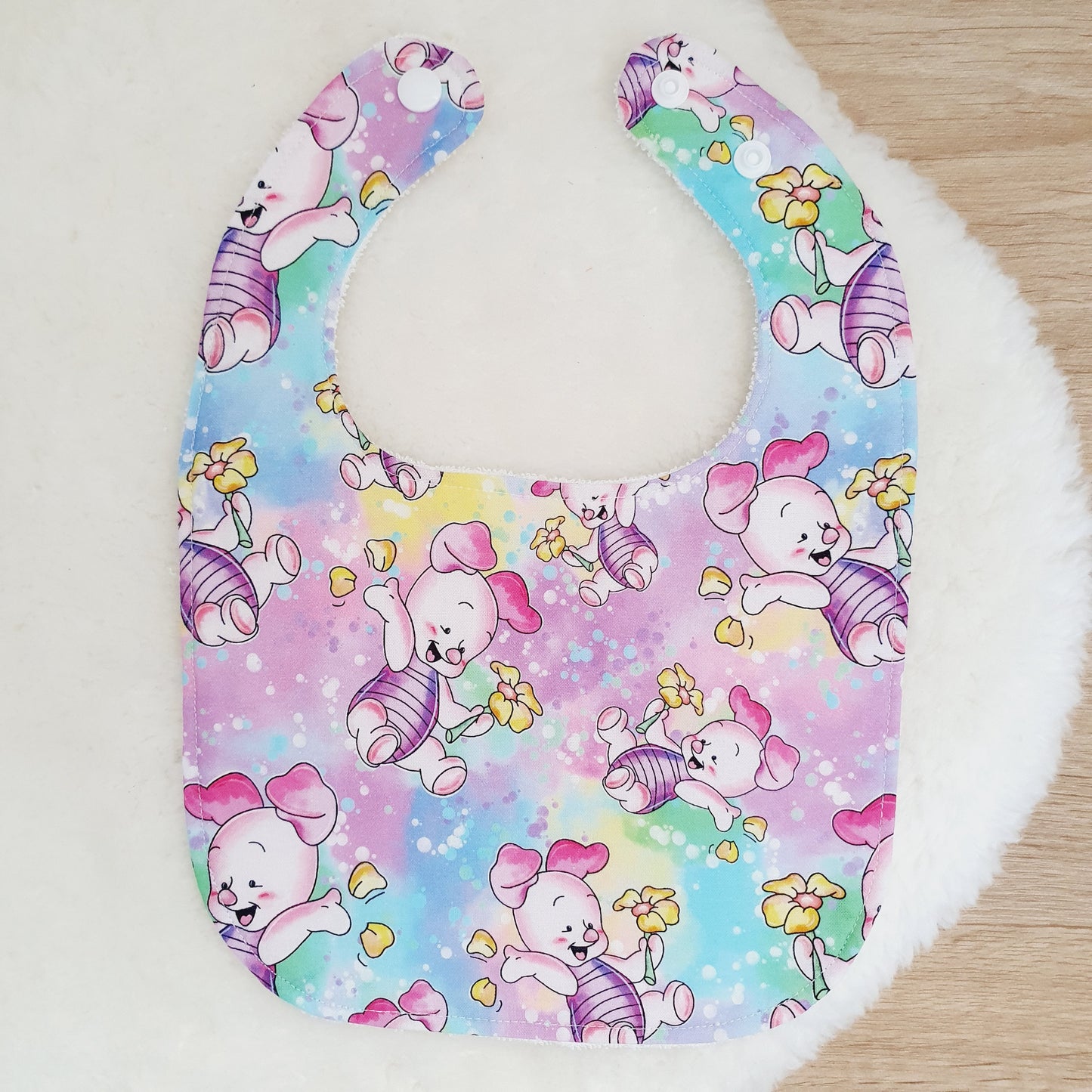 Piglet print Bib, Handmade Baby Bib, Feeding Bib