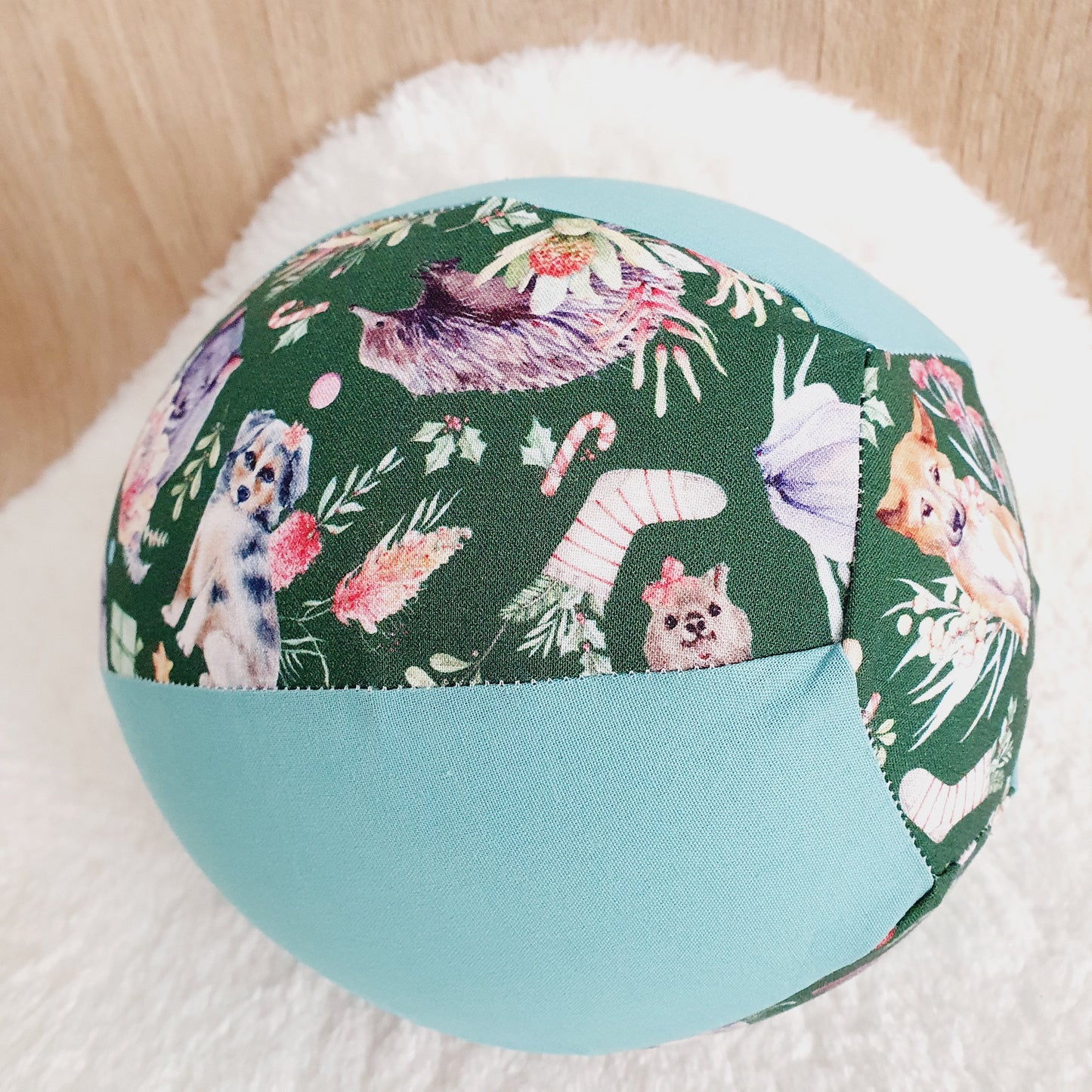 Balloon Ball Cover - Balloon Balls -  Handmade Fabric Balloon Cover - CHRISTMAS AUSSIE ANIMALS