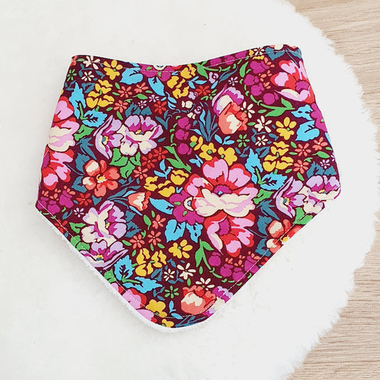 FLORAL print Bandana Dribble Bib - Bamboo Backed Ultra Absorbent Bib
