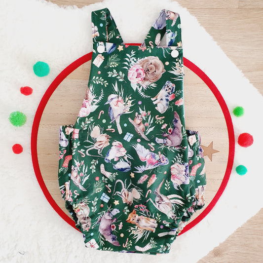 CHRISTMAS AUSSIE ANIMALS Baby Romper, Size 0