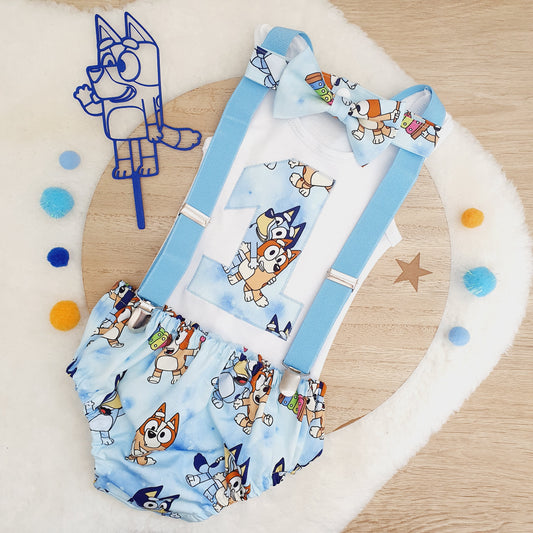 DOGS print Boys 1st Birthday Outfit, Size 0