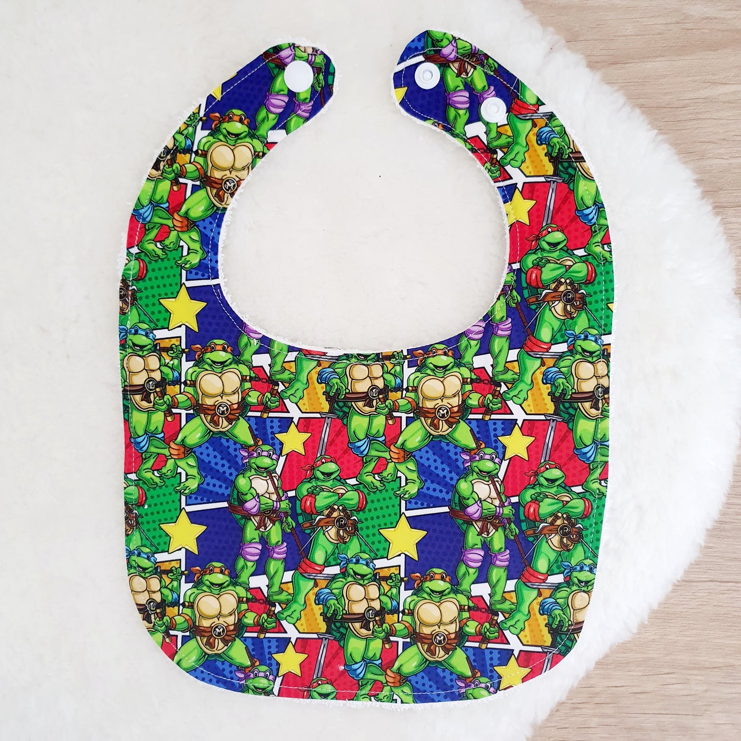 TMNT print Bib, Handmade Baby Bib, Feeding Bib