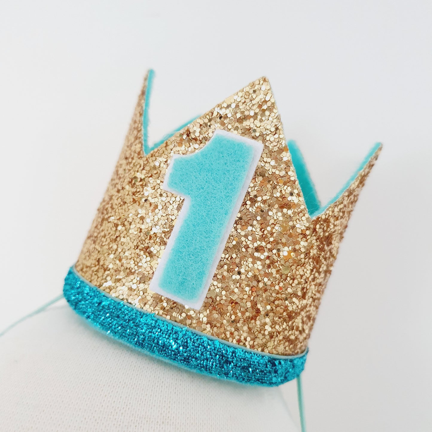 1st Birthday Crown / Party Hat / Headband - GOLD / MINT