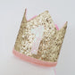 1st Birthday Crown / Party Hat / Headband - PALE PINK / GOLD