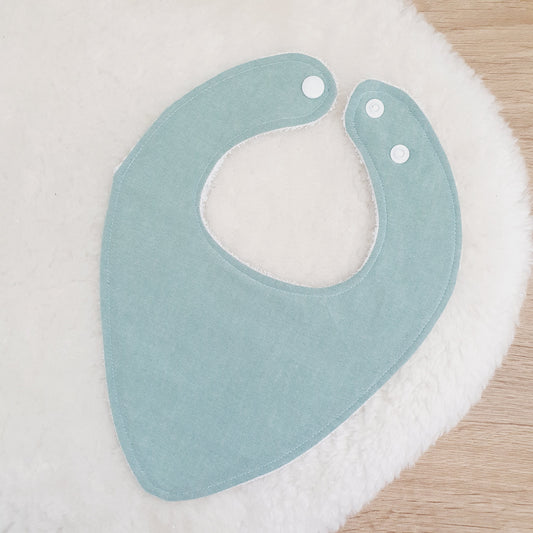 CHAMBRAY SAGE Bandana Dribble Bib, Handmade Baby Bib, Cotton / Bamboo, Ultra Absorbent