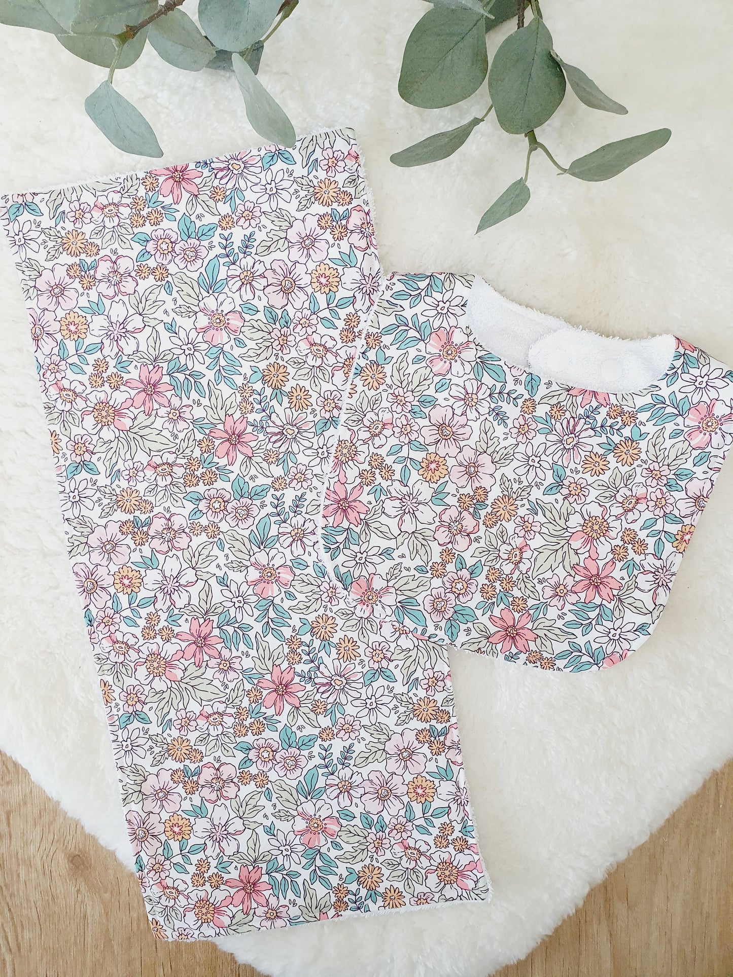Baby Bib and Burp Cloth Gift Set, Baby Shower Gift, Newborn Gift, Baby Gift
