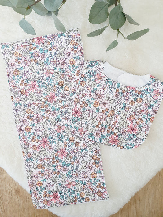 Baby Bib and Burp Cloth Gift Set, Baby Shower Gift, Newborn Gift, Baby Gift