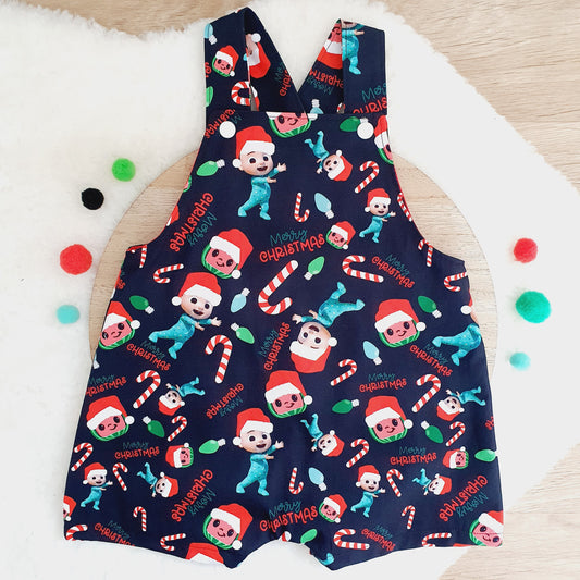 Baby / Toddler Overalls, Short Leg Romper, Size 1 - Christmas