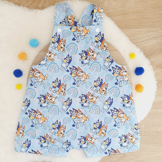 BLUE DOG print Overalls, Baby / Toddler Overalls, Short Leg Romper, Size 2