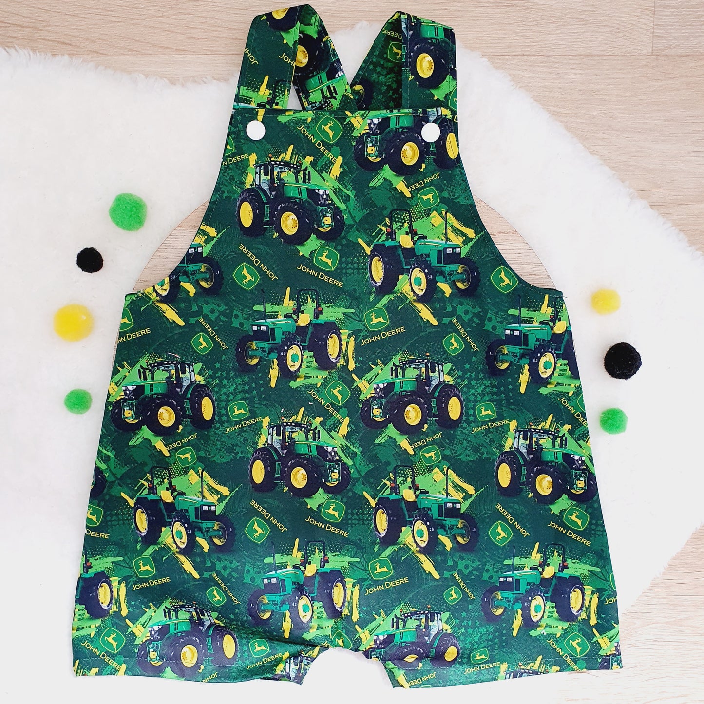 TRACTOR print Overalls, Baby / Toddler Overalls, Short Leg Romper, Size 2