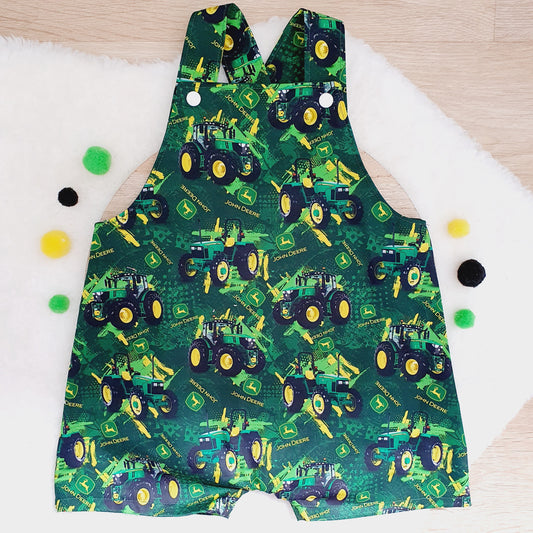 TRACTOR print Overalls, Baby / Toddler Overalls, Short Leg Romper, Size 2