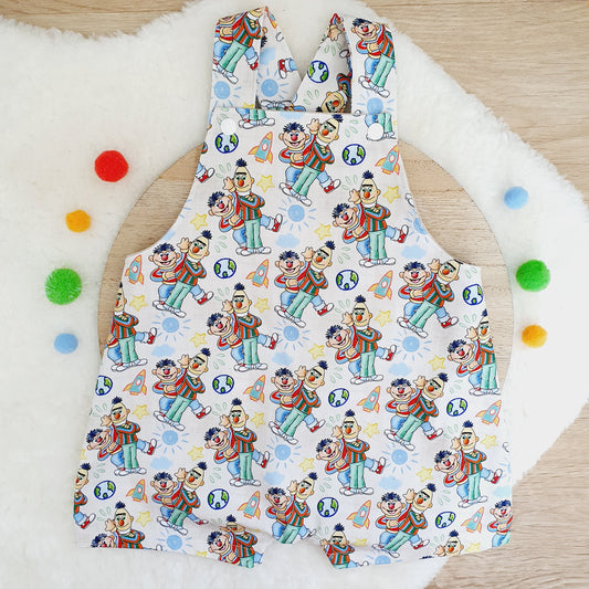SESAME STREET print Overalls, Baby Overalls, Short Leg Romper, Size 1