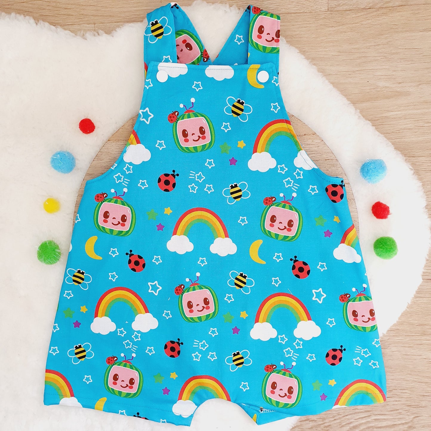 COCOMELON print Overalls, Size 2