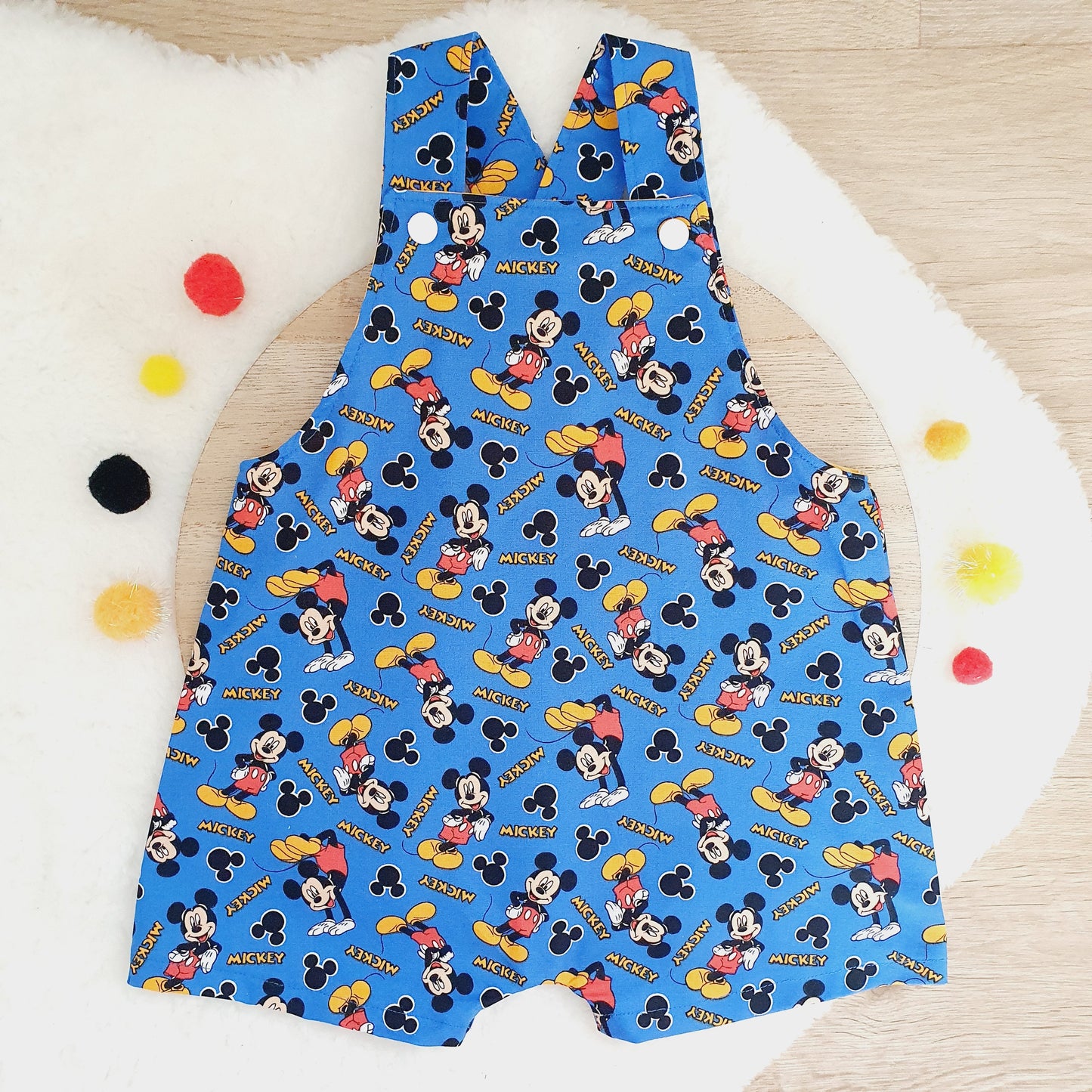 MOUSE print Overalls, Baby Overalls, Short Leg Romper, Size 1