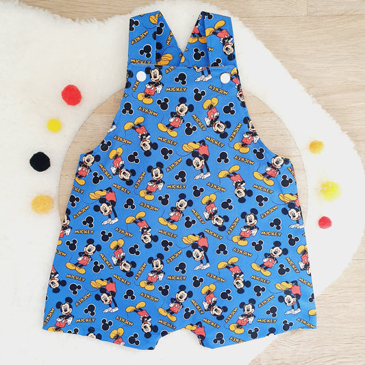 MOUSE print Overalls, Baby Overalls, Short Leg Romper, Size 1