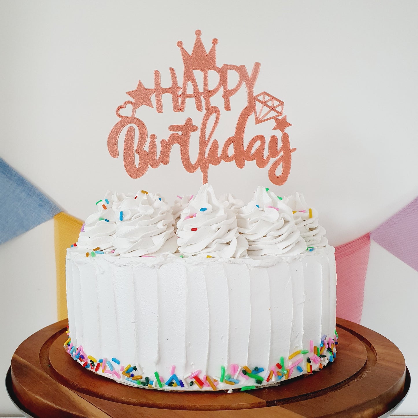 HAPPY Birthday Cake Topper - Rose Gold