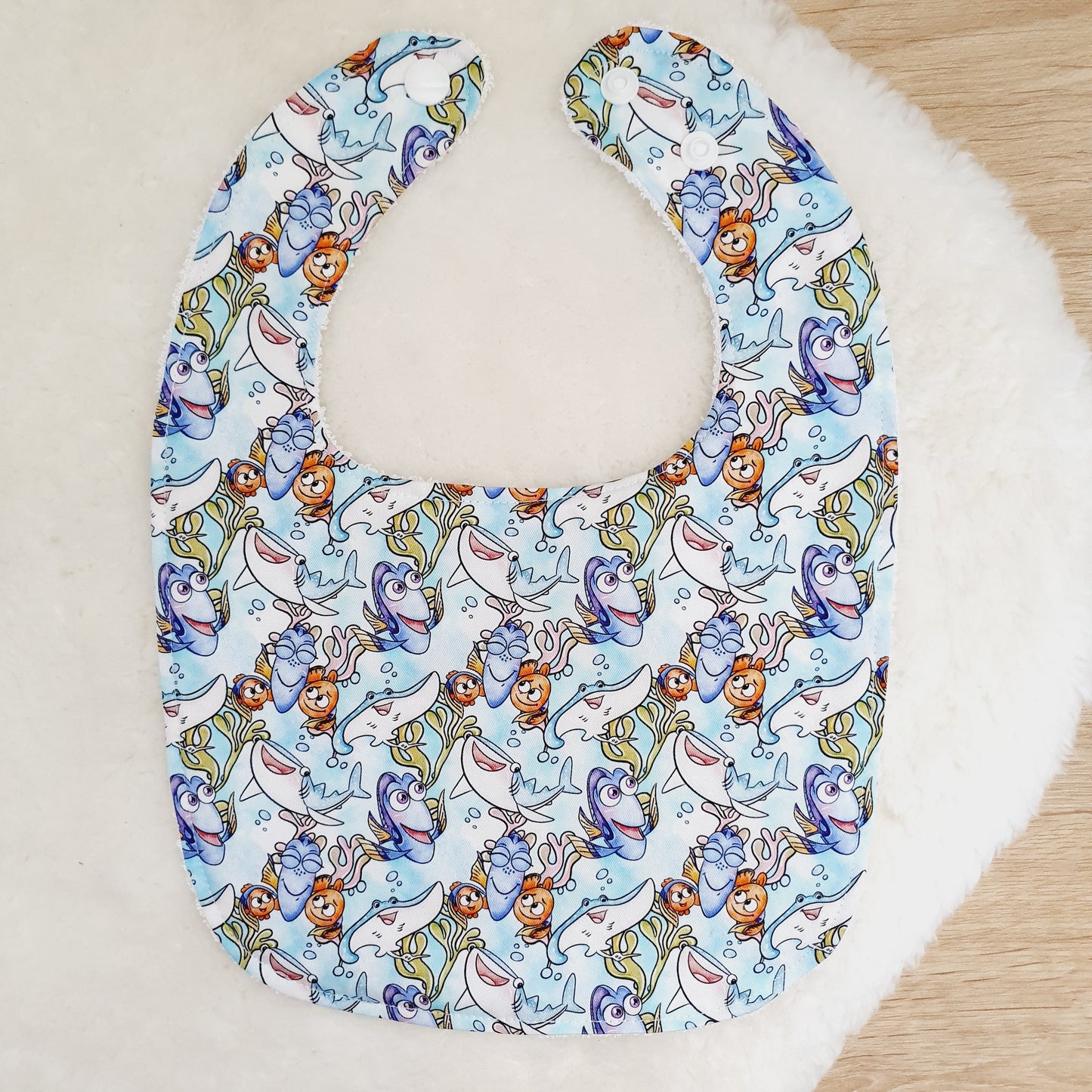 NEMO / DORY print Bib, Handmade Baby Bib, Feeding Bib