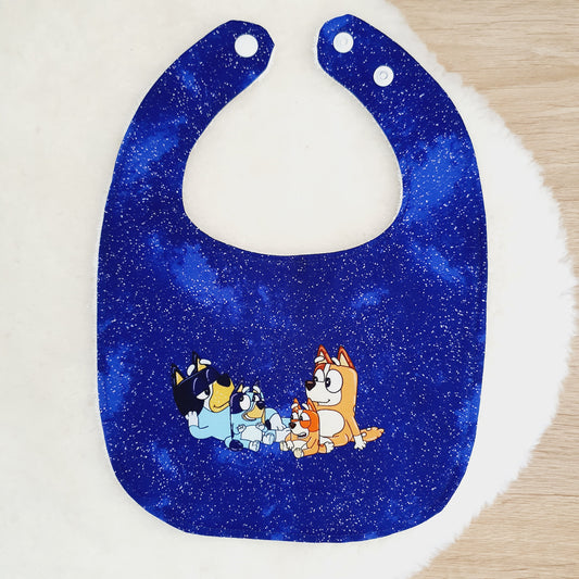 Blue Dog Bib, Handmade Baby Bib, Feeding Bib