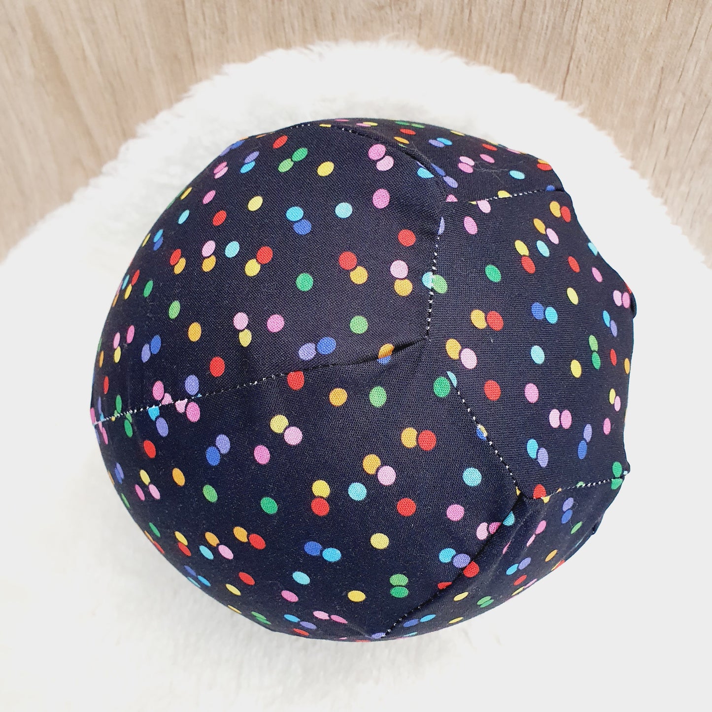 Balloon Ball Cover - Balloon Balls -  Handmade Fabric Balloon Cover - Black and Colourful Dots