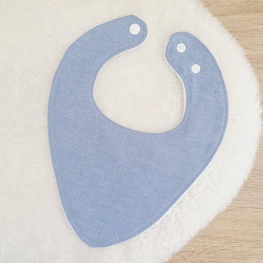 CHAMBRAY DARK BLUE Bandana Dribble Bib, Handmade Baby Bib, Cotton / Bamboo, Ultra Absorbent