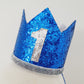 1st Birthday Crown / Party Hat / Headband - BLUE / SILVER