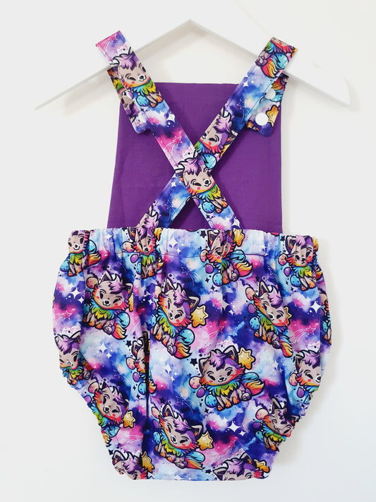 GALAXY FOX print Baby Romper, Size 1