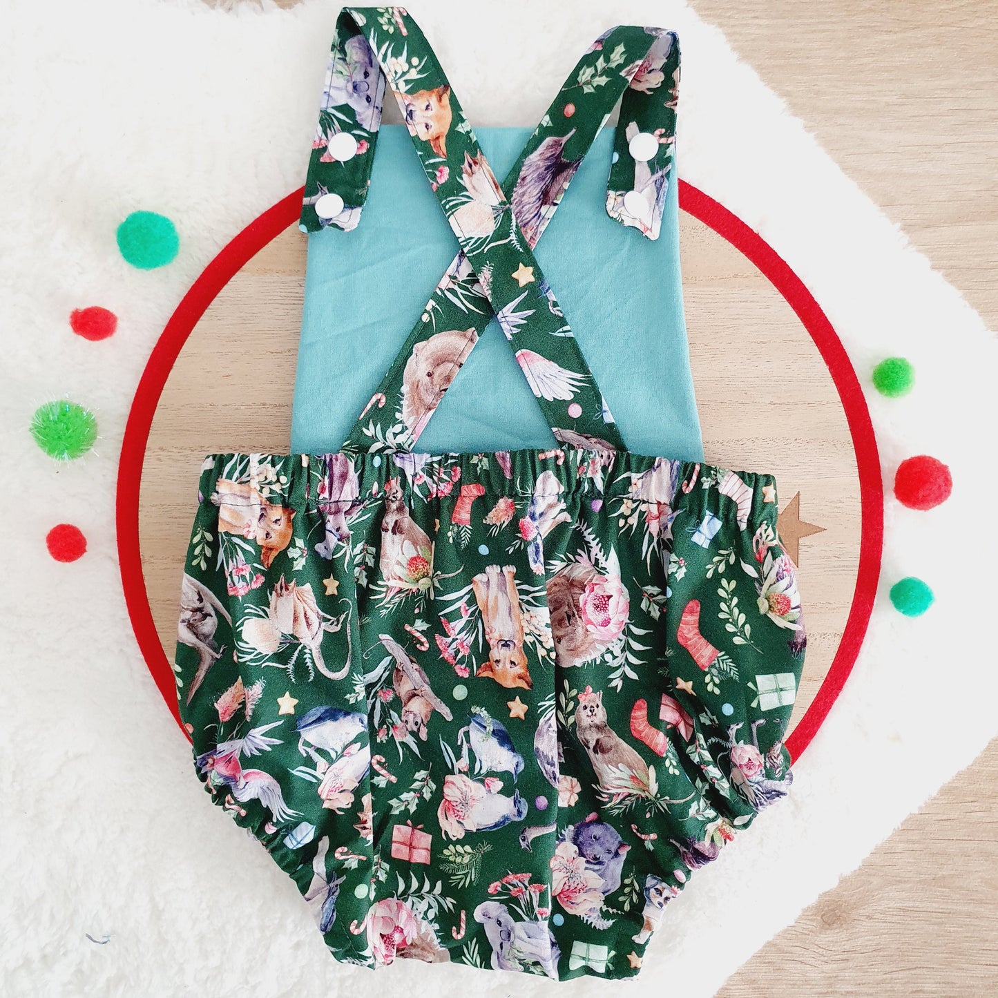 CHRISTMAS AUSSIE ANIMALS Baby Romper, Size 1