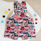 CARS print Overalls, Baby Overalls, Short Leg Romper, Size 1