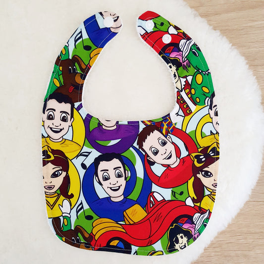 WIGGLY print Bib, Handmade Baby Bib, Feeding Bib