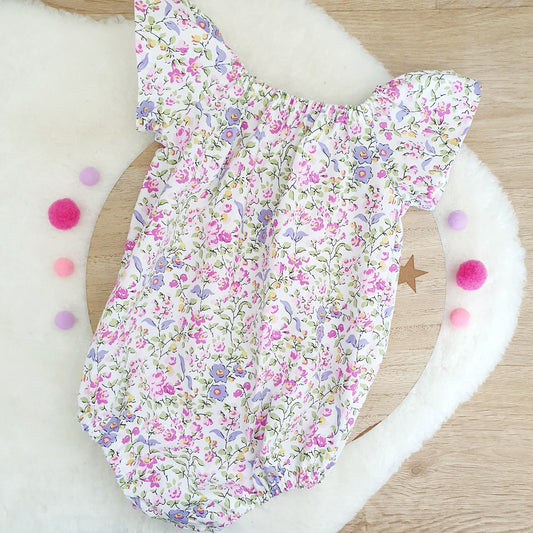 FLORAL Baby Girl Playsuit, Size 1, 1st Birthday / Cake Smash Outfit
