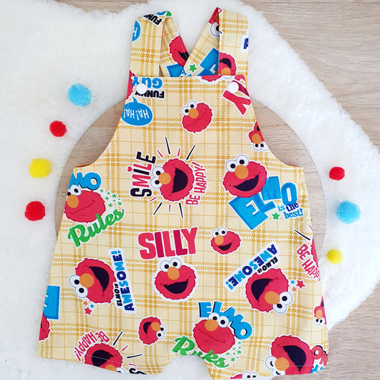 ELMO print Overalls, Baby Overalls, Short Leg Romper, Size 1