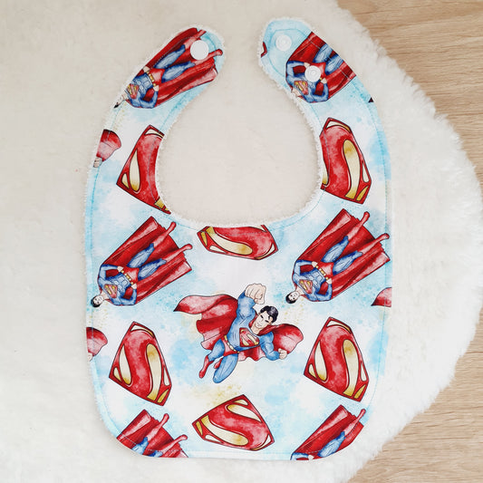 SUPERMAN print Bib, Handmade Baby Bib, Feeding Bib