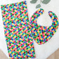 CATERPILLAR SPOTS Baby Bib and Burp Cloth Gift Set, Baby Shower Gift, Newborn Gift, Baby Gift