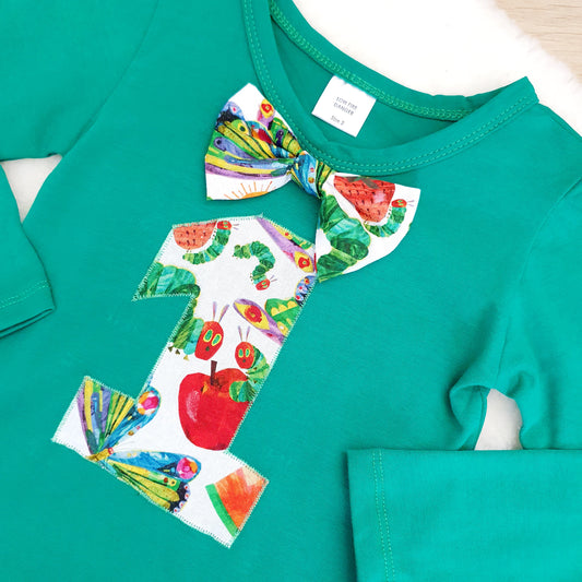 Boys 1st Birthday Long Sleeve Bodysuit, Size 2, Caterpillar print
