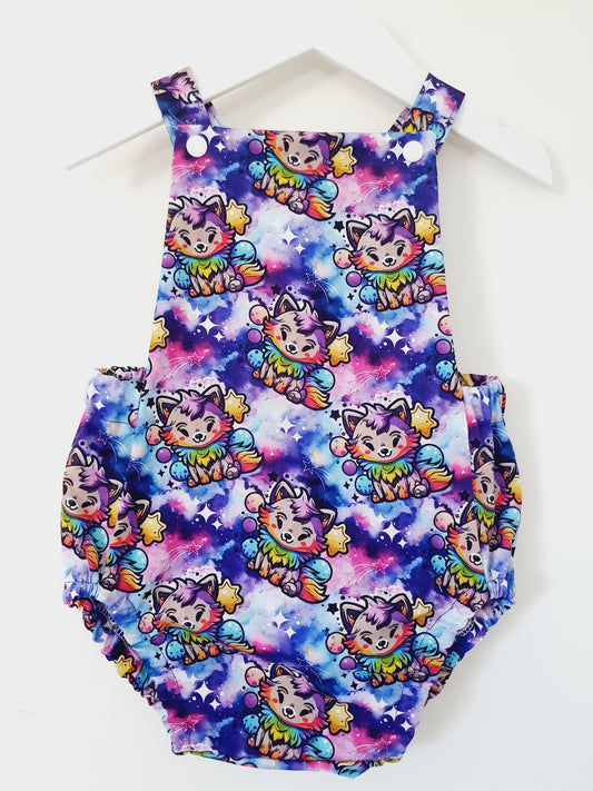 GALAXY FOX print Baby Romper, Size 1