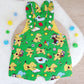 SPOT ON GREEN print Overalls, Baby Overalls, Short Leg Romper, Size 1