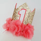 1st Birthday Crown / Party Hat / Headband - PEACHY FLOWER