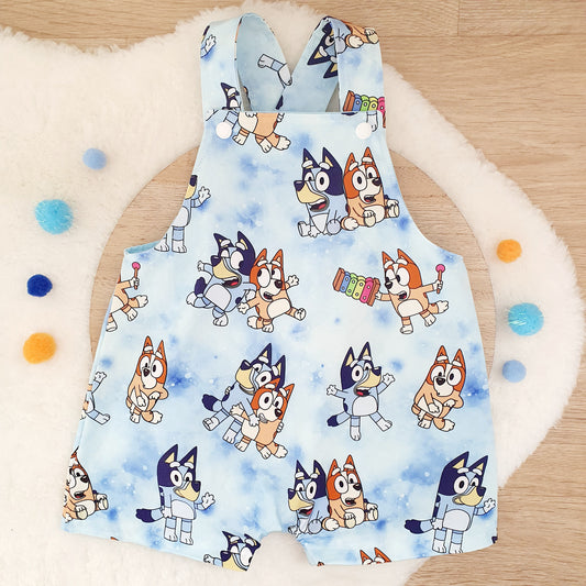 DOGS print Overalls, Baby Overalls, Short Leg Romper, Size 1