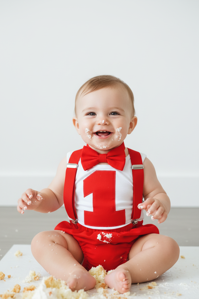 Red Boys Cake Smash Outfit Size 0