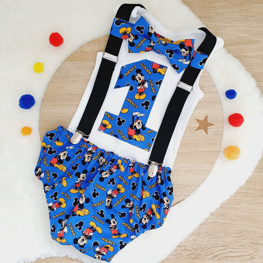 MOUSE print Boys 1st Birthday Outfit, Size 1