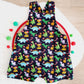 CHRISTMAS DINOSAURS Overalls, Baby / Toddler Overalls, Short Leg Romper, Size 2