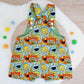 SESAME STREET print Overalls, Baby Overalls, Short Leg Romper, Size 1