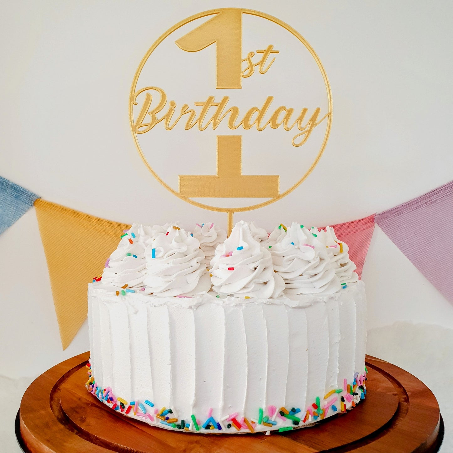 1st Birthday Cake Topper - Gold